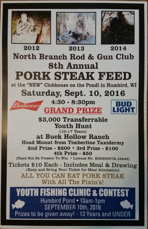 north branch rod & gun pork steak feed